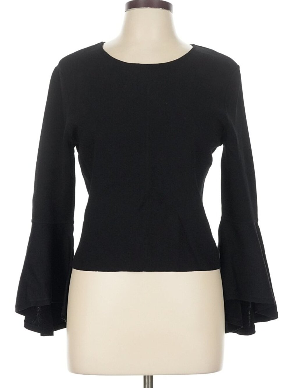 Eliza J Black Bell Sleeve Knit Top Keyhole Back Size L - Picture 3 of 8